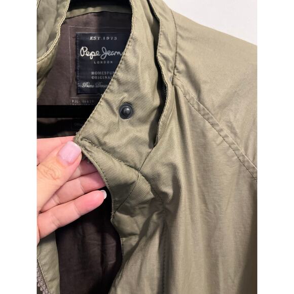 Pepe Jeans London Parka Jacket Olive Green Zippered with Pockets Men's sz. XL - Picture 7 of 12